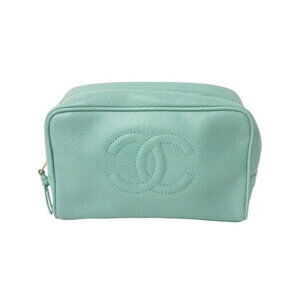 CHANEL Coco Mark pouch caviar leather green